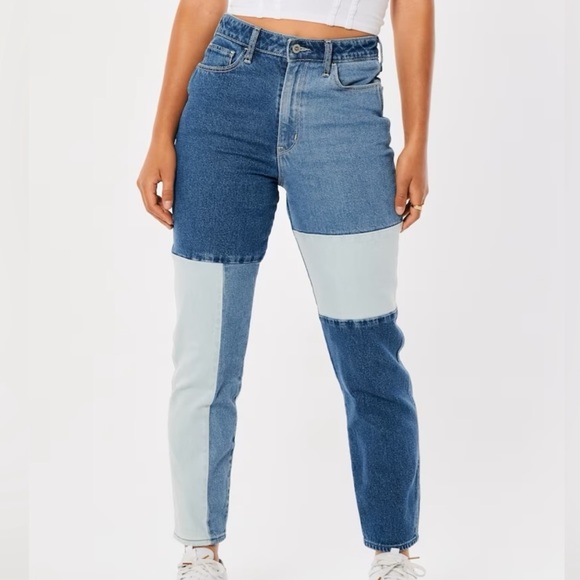 NWOT Hollister High-Rise Patchwork Mom Jeans - Picture 5 of 9